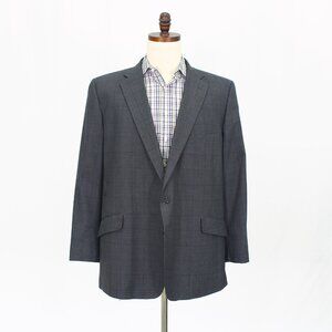 Tom James 46R Gray Blazer Sport Coat Jacket 2-Button Check Y304